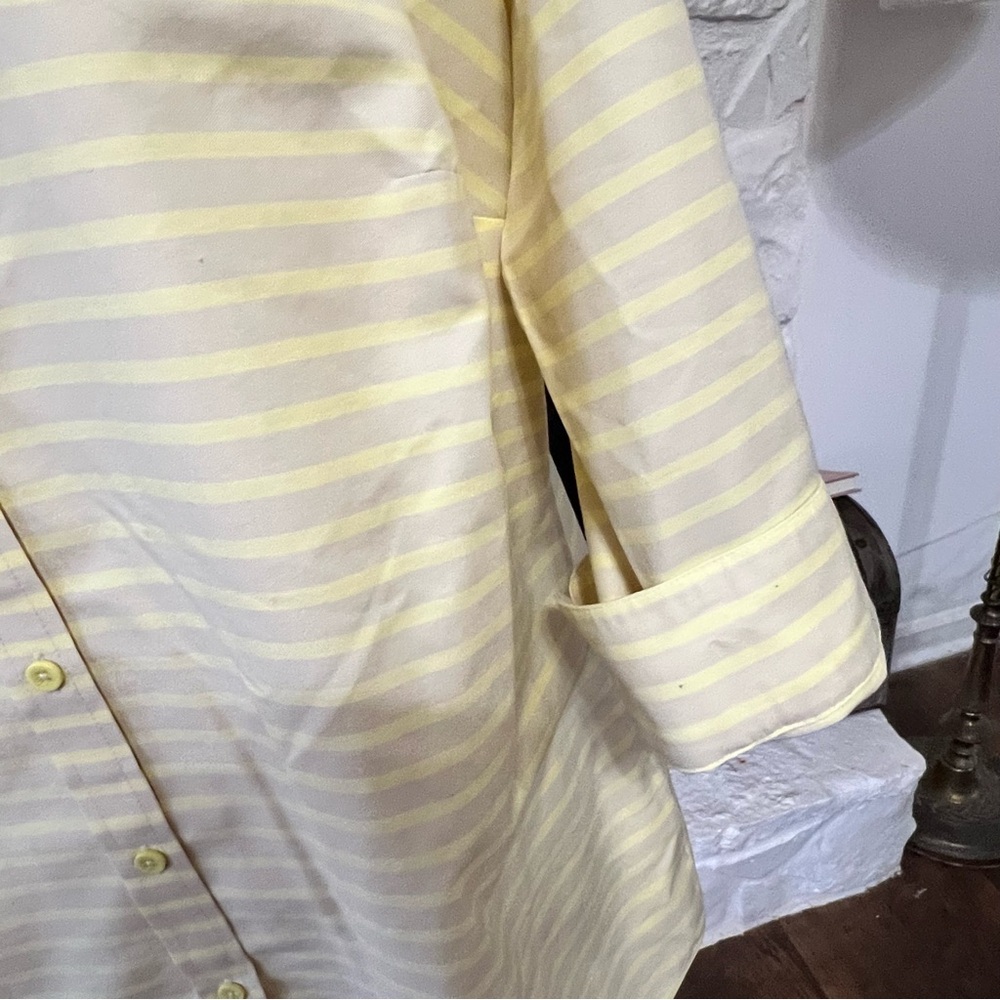 Coldwater Creek Women’s Cotton Yellow Striped Button-Up Shirt Blouse Size 1X/18 - Picture 6 of 10